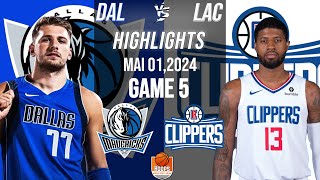 Dallas Mavericks vs Los Angeles Clippers Game 5  Half 1 Full Highlights  2024 WCR1 [upl. by Verene750]