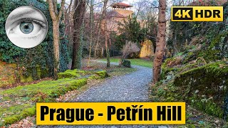 Prague Winter Walking Tour of Petřín Hill 🇨🇿 Czech Republic 4k HDR ASMR [upl. by Caritta]