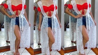 Como fazer SAÍDA DE PRAIA OU KIMONO  DIY  FAÇA VOCÊ MESMA [upl. by Aala]