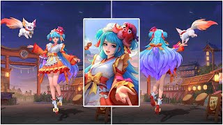 Floryn Summer Skin In 3D Mode quotYatai Waitressquot Review  Mobile Legends FlorynNewSkin [upl. by Phelips]