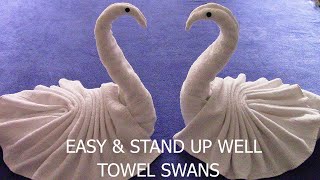 HOW TO MAKE A TOWEL SWAN THAT STANDS UP WELL TOWEL ART TOWEL ORIGAMI TOWEL ANIMAL SWAN FOLDING [upl. by Aimil]