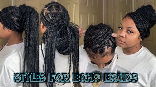 13 EASY Ways To Style Boho Knotless Braids [upl. by Ynattyrb426]