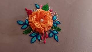 Hand embroidery Beautiful 3D flower embroidery [upl. by Ellimac]