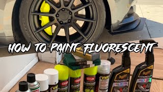 HOW 2 SPRAY PAINT BREMBO BRAKE CALIPERS FLUORESCENT YELLOW DIY [upl. by Garrett399]