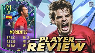 91 FANTASY FUT HEROES MORIENTES PLAYER REVIEW  FIFA 23 ULTIMATE TEAM [upl. by Yelhsa]