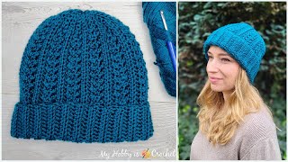 How to crochet beautiful textured winter hat for women  The Deep Sea Hat by My Hobby is Crochet [upl. by Kerekes563]