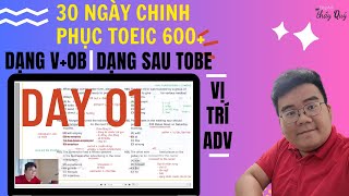 Lộ trình 30 ngày chinh phục TOEIC 600  Ngày 01  Chia động từ Dạng Sau Tobe Vị trí adv  Part 5 [upl. by Klinger]