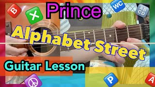 Alphabet Street Guitar Lesson Prince with lyrics [upl. by Latt]