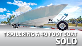 Putting a 40 FOOT BOAT on a trailer SOLO  Boat trailering amp Boating for Beginners [upl. by Ayet]