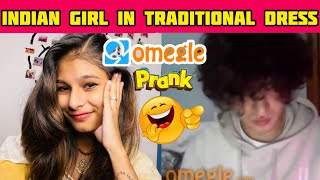 INDIAN GIRL ON OMEGLE😲🔥 Foreigners Reaction😱  PRANK🤣  Traditional dress👀  thejathangu😉 [upl. by Eromle]