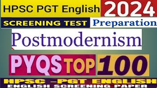 postmodernism English literature 100 pyq with example in English and Hindi for Hpsc pgt English [upl. by Enoj]