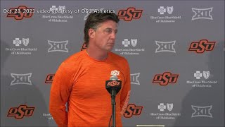 Oklahoma States Mike Gundy on potential Big 12 tiebreaker if teams dont play each other during [upl. by Zobe622]