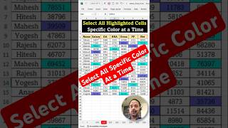 Select All Specific Color At a Time  Select All Highlighted Cell in One Shortcut Key  ytshorts [upl. by Htenywg]
