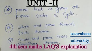 4th sem maths LAQS explanation Fermats little theorem and orbit  stabilizer theorem [upl. by Yunick737]