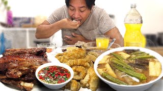 DINENGDENG PORK INIHAW AT BAGNET CHICHARON Filipino Food Mukbang Inabraw  Laswa  Law Uy [upl. by Rogerg966]