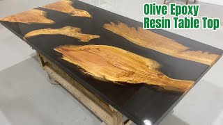 Custom Made Olive Epoxy Resin Table Top Olive Wood Dining Coffee Table Top Epoxy Wood Tabletops [upl. by Nitin76]