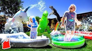 Ollie amp Finn Turn the Backyard into a REAL WATERPARK 🏖 [upl. by Pinto]