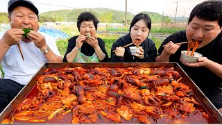 알이 가득 쭈꾸미와 우동사리 가득 넣은 쭈꾸미 삼겹살 Stirfried webfoot octopus pork belly 요리amp먹방  Mukbang eating show [upl. by Hum]