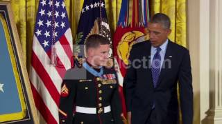 OBAMA PUTS MEDAL OF HONOR ON KYLE CARPENTER [upl. by Mildred]