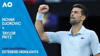 Novak Djokovic v Taylor Fritz Extended Highlights  Australian Open 2024 Quarterfinal [upl. by Arnelle]