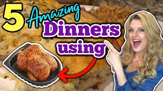 5 Incredible DINNER RECIPES Using ROTISSERIE CHICKEN  Easy DINNERS Using Cooked Shredded Chicken [upl. by Enytsirhc790]