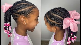 Cute Kids Natural Hairstyle  Braided ponytail  Kids Hairstyles for type 3a3b3c4a4b4c hair [upl. by Samot309]