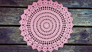 How To Crochet Easy Vintage Pink Doily Placemat [upl. by Moor]