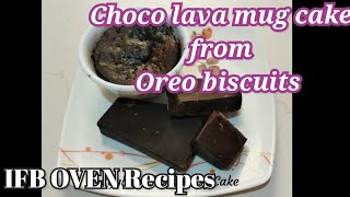 In 2 mins Eggless choco lava cake in IFB OVEN with Oreo Biscuits Mug CakeKR5 [upl. by Ramhaj]