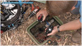 Repairing an irrigation valve by replacing the interior components [upl. by Ynnam]