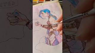 Jinxed leagueoflegends arcane jinx watercolor sketchbook art [upl. by Sadnac]