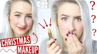 Christmas Makeup  Testing GOLD Lipstick  Sophie Louise [upl. by Nelrsa]