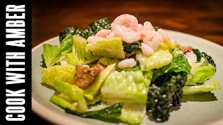 Caesar Salad with Kale and Baby Shrimp  Cook With Amber [upl. by Kin922]