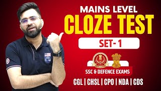 Set1 High Level Cloze Test  English For SSC CGL CHSL CPO STENO NDA CDS  Tarun Grover [upl. by Aivatra]