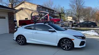 2017 Honda Civic coupe roof rack for bikes [upl. by Nuahsor]