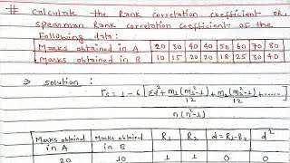 Rank Correlation Coefficient  Spearman rank Correlation coefficient  Rank Correlation  Arya [upl. by Anaujnas169]