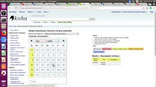 Koha How to Setup Holidays Calendar in Koha [upl. by Rudich955]