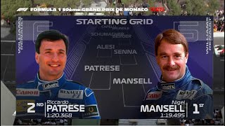 The 1992 Monaco Grand Prix grid in todays graphics [upl. by Matthiew622]