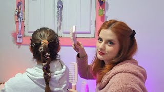 ASMR your friend makes you YK2 hairstyles no talking accessories and different combs [upl. by Swarts801]