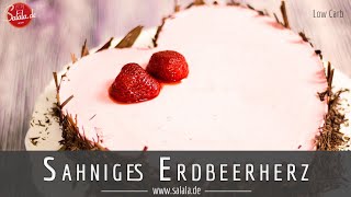 Sahniges Erdbeerherz backen zum Valentinstag Low Carb Rezept ohne Zucker ohne Mehl [upl. by Groome]