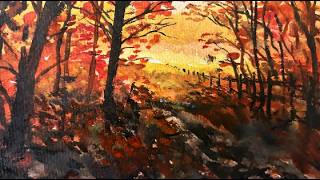 Watercolor Painting Autumn Leaves and A Walk In The Country [upl. by Eyahsal]