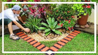 Linda decoração de jardim com bordas e pedras naturais  Ideias para jardim [upl. by Ennahgiel]