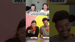 Extranjeros prueban por primera vez mango enchilado😱🇲🇽mexico shorts viralvideo shortvideo [upl. by Nadnarb641]