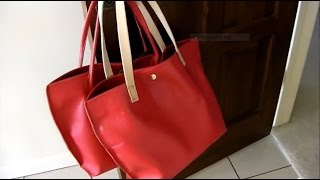 How I Made 2 leather Tote Bags a stepbystep tutorial [upl. by Saraiya]