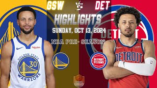 Detroit Pistons VS Golden State Warriors Q1 Full Game Highlights 13 October [upl. by Htebazil]