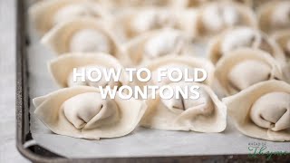 How to Fold Wontons Chicken and Cilantro Wontons [upl. by Sindee]