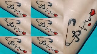 Temporary P Letter tattoo design  simple safety pin tattoo design ytshort P Letter design [upl. by Hajan9]