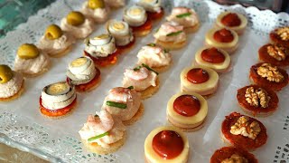 Canapés Variados Fáciles y Rápidos con Trucos para que aguanten más tiempo Aperitivos para Navidad [upl. by Hsirehc]