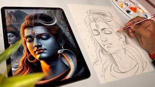 Draw With Me  Lord Shiva Drawing Mahadev Drawing Outline Tutorial 😍 [upl. by Mahsih]