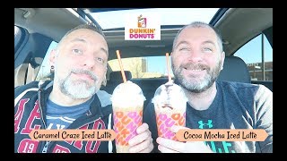 DUNKIN DONUTS CARAMEL CRAZE amp COCOA MOCHA ICED LATTE REVIEW [upl. by Amaso145]