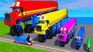 Big amp Small Five Wheels  One Row Long amp Tall Long Mack Truck vs ChooChoo Charles  BeamNGdrive [upl. by Aned]